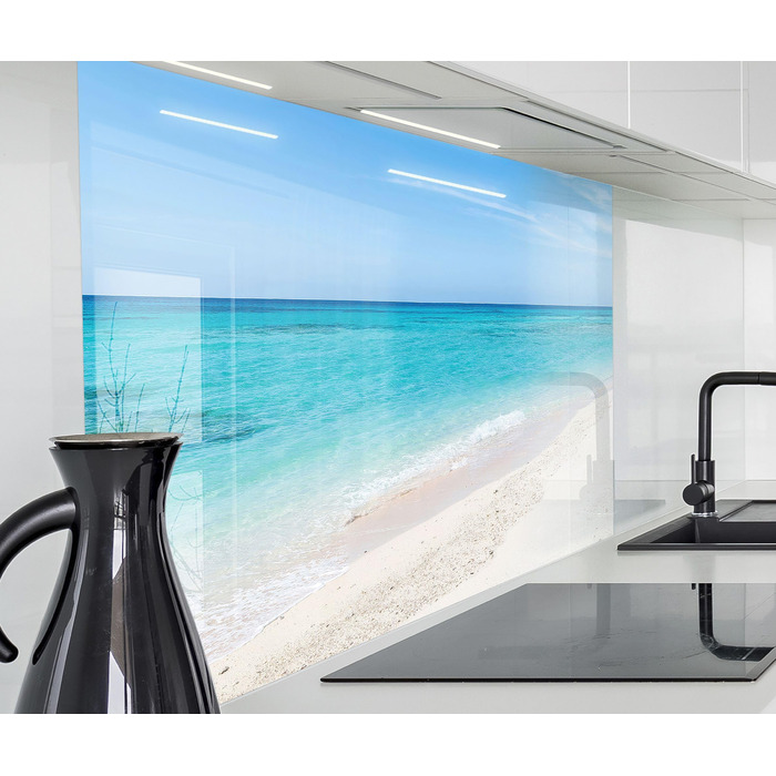 Кухонний фартух Timalo зі скляним виглядом Північне море, очерет, захід сонця, океан, солома 2-мм акрилове скло Бризкозахисна стінка для плити, скляний кухонний фартух, акрилові скляні стінові панелі, захисна панель для фартуха (200 x 58 см, 304- Beach)