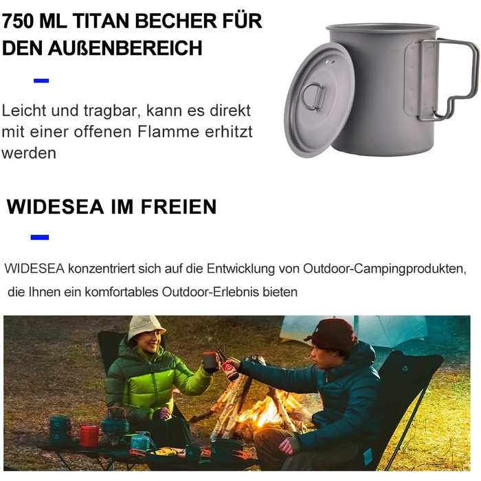 Чашка-термос для кемпінгу 750 мл widesea