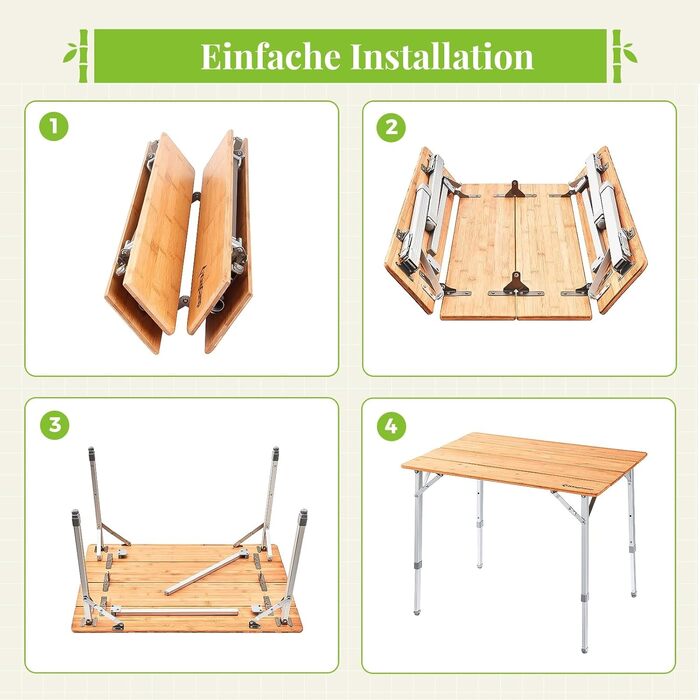 Складний бамбуковий стіл для кемпінгу 100 x 65 см KingCamp