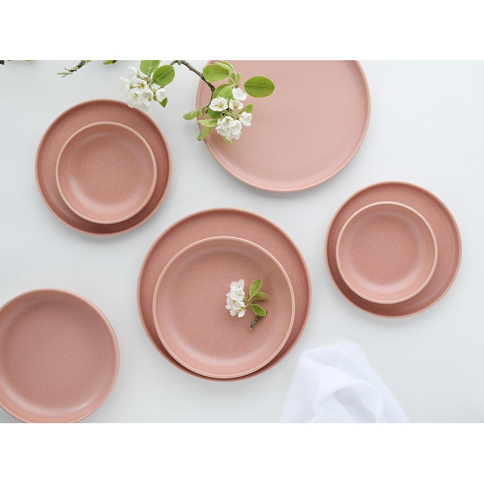 Набір посуду Uno серії 16 предметів, комбінований набір з керамограніту (троянда, столовий сервіз 8 предметів), 22978