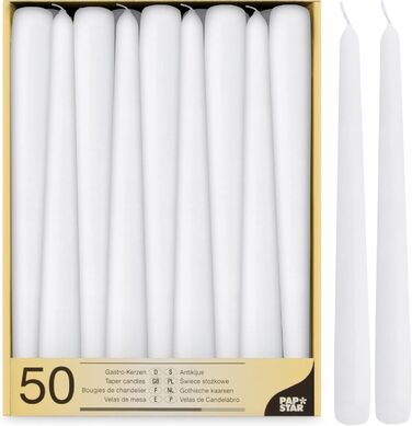 Набір з 50 конічних свічок 2,2 x 25 см, білий PAPSTAR
