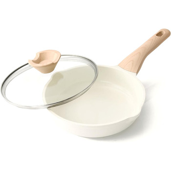 Сковорода 20 см зі скляною кришкою, біла Kordisen