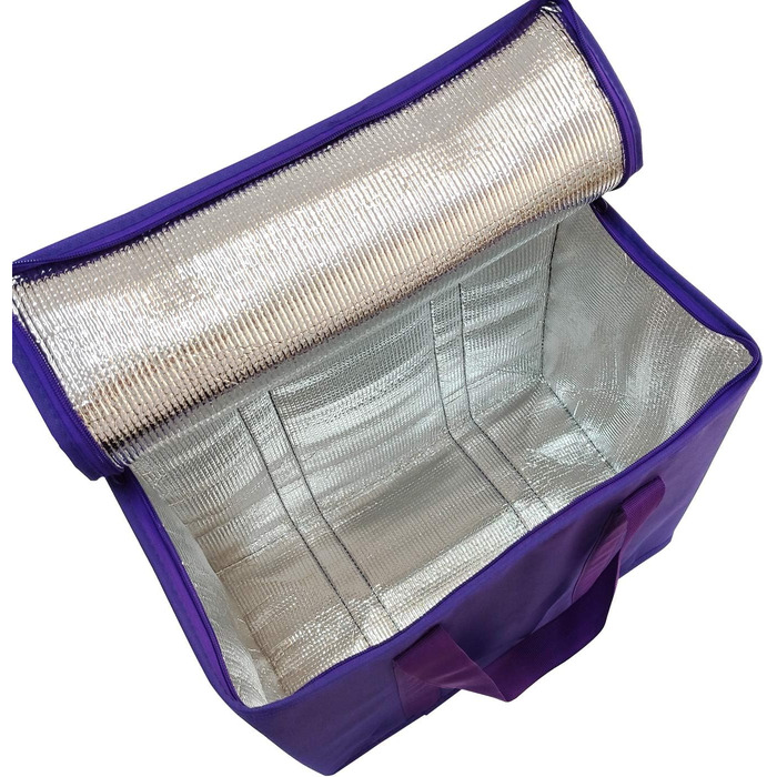 Сумка-холодильник XL на блискавці, багаторазова, зберігає їжу гарячою або холодною, ідеально підходить для прийому їжі, Instacart, ресторани, фіолетова, 2 шт.