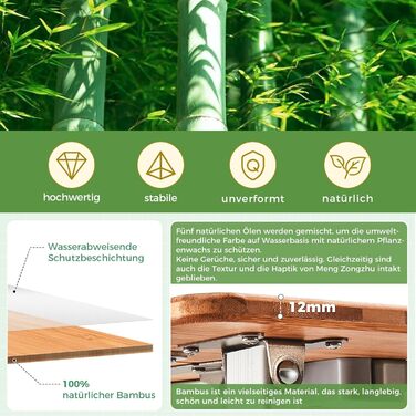 Складний бамбуковий стіл для кемпінгу 65 x 50 см KingCamp