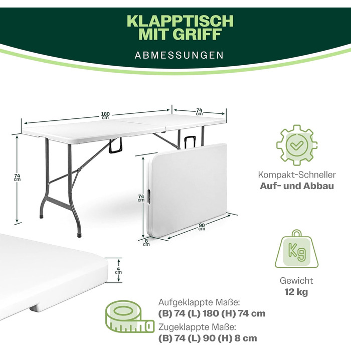 Складаний кемпінговий стіл 180x74x74 см Blumixx