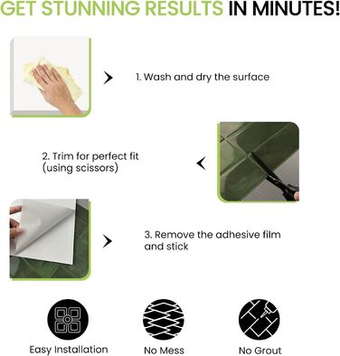 Самоклеюча плитка для кухонного фартуха 30,5 х 30,5 см 10 шт WoStick