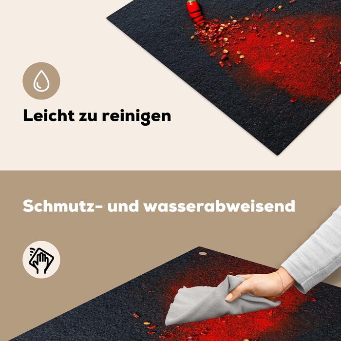 Фартух для плити, кухонний фартух, вініл, 78x52 см, декор для кухні, облицювання стіни, кришка для плити - сіро-чорний (перець-трави, 52Д x 65Ш см)