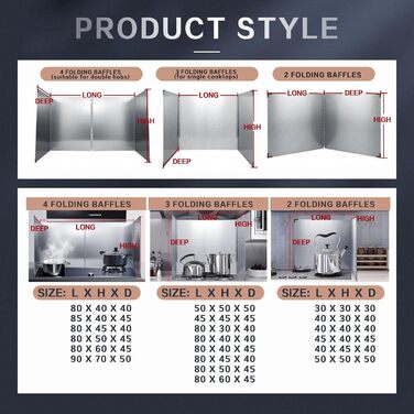 Настінний бризкозахисний екран для кухні 80 х 45 х 50 см Tauzveok