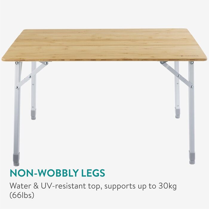 Складной бамбуковый кемпинговый стол 80 x 65 x 60 см Navaris