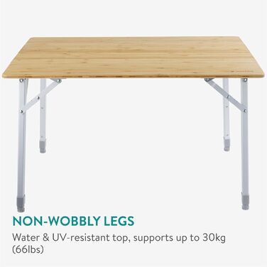 Складной бамбуковый кемпинговый стол 80 x 65 x 60 см Navaris