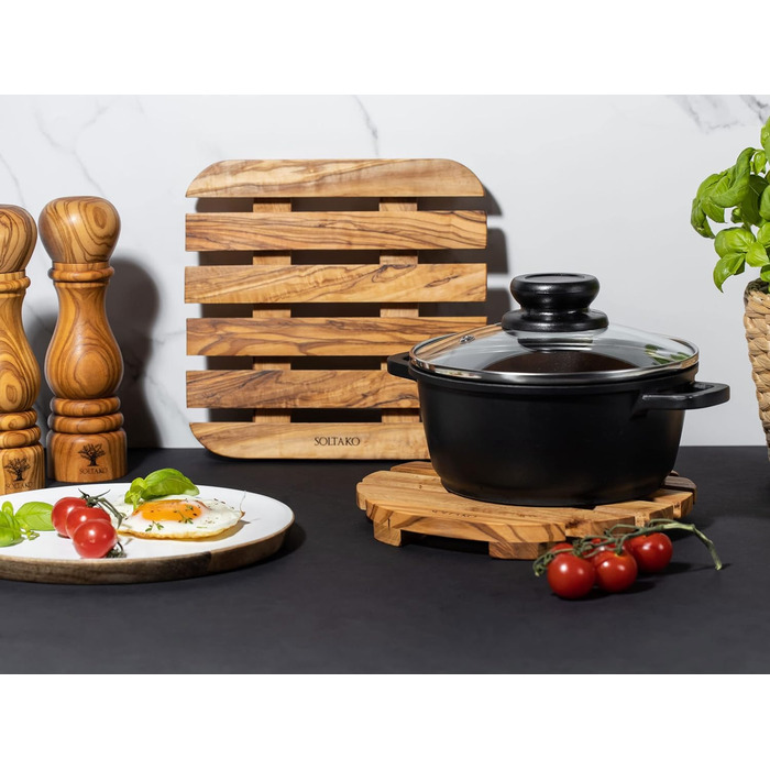 Высококачественная подставка из эксклюзивного оливкового дерева, термостойкая деревянная подставка для кухни, 20см, толщина 2см (квадрат)