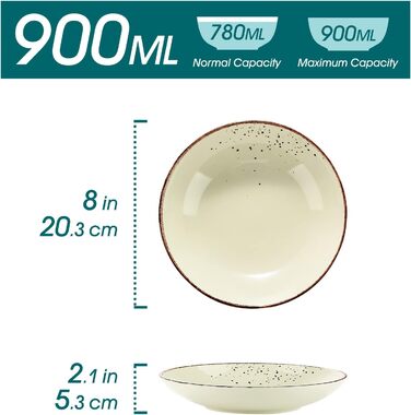 Набір посуду Vancasso на 12 осіб, набір керамічного посуду Navia, комбінований набір з 48 предметів з обідніми тарілками, салатницями, мисками та чашками, вінтажний вигляд, натуральний дизайн