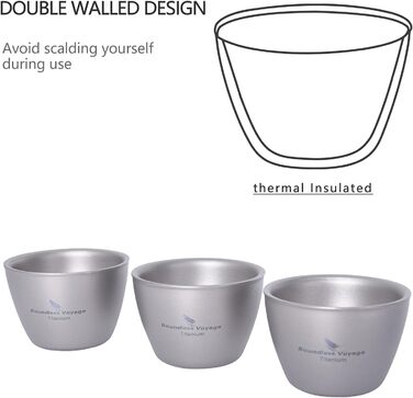 Чашка з подвійними стінками для кемпінгу, 2 шт. и 2 x 40 мл. Boundless Voyage