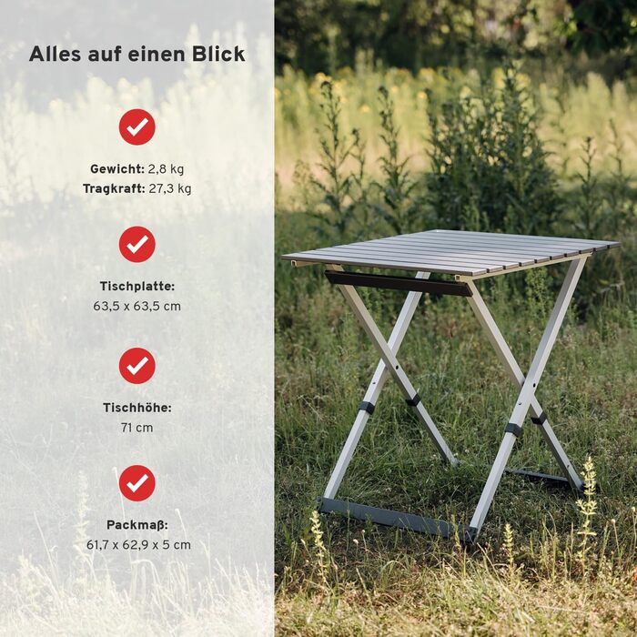 Складной алюминиевый стол для кемпинга 63,5 x 63,5 см CAMPWERK