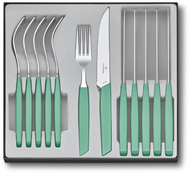 Кухонный гарнитур Victorinox Swiss Modern Table Set 12шт из мятных дворов. ручка (6 ножей для стейка, 6 ведер)