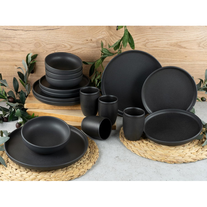 Набор посуды на 4 персоны, 16 предметов, черный Uno Creatable