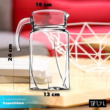 Скляний глечик з міцного скла 1,7 л KADAX