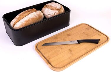 Хлібниця прямокутна 42,5 x 23 x 13 см з бамбуковою кришкою, чорна Zeller