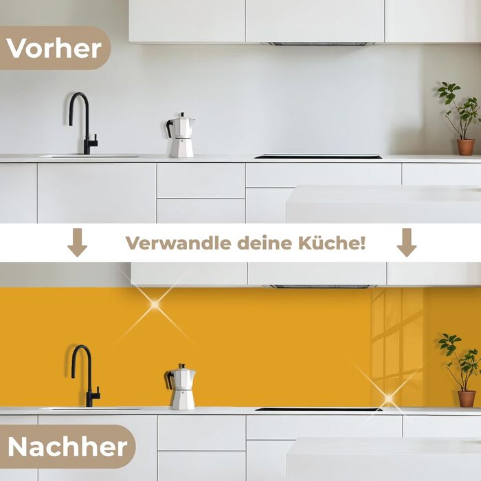 Кухонний фартух 60x250 см, самоклеючий фартух, кухонний фартух, кухонний фасад, самоклеючі кухонні фартухи - Осінь (Охристо-жовтий - Однотонний, 60 x 500 см)