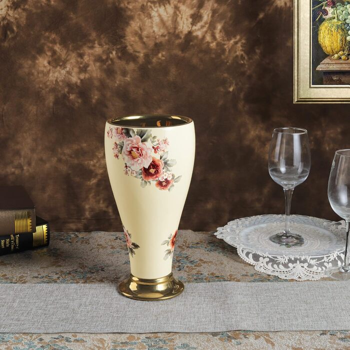 Вінтажна порцелянова ваза для квітів fanquare, вази для прикраси столу, керамічні вази для квітів ручної роботи для весіль, золота ваза