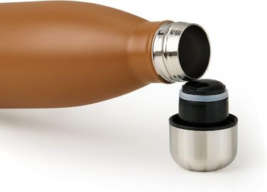 Пляшка для води Blumtal з нержавіючої сталі - Герметична ізольована пляшка - Пляшка для води без бісфенолу А для гарячих та холодних напоїв - Двостінна ізольована пляшка - Ізоляційна пляшка, стійка до іржі, дерево/срібло (16 - Гарбузова спеція - Коричнева