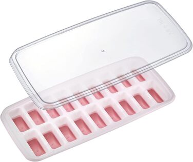 Льодогенератор Westmark Ice Cube Maker Cube форма для льоду з кришкою, для приготування 6 великих кубиків льоду, прозорий/червоний/білий пластик, без BPA, великий (напівкруглий, маленький)