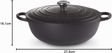 Чавунна каструля Le Creuset Signature, Ø 26 см, для всіх типів плит та індукції, об'єм 4,1 л, 4,255 кг (матовий чорний)