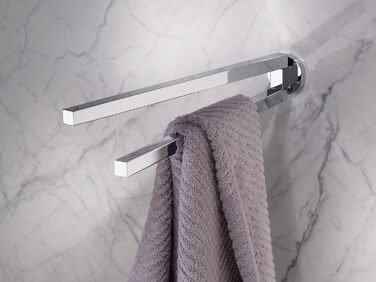 Полотенцесушитель из металла, глянцевый хромированный, двустворчатый, поворотный, глубиной 45 см, для ванной комнаты и гостевого туалета, настенный, Edition 90