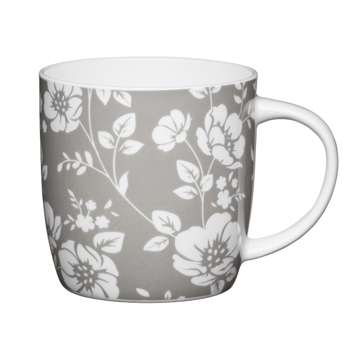 Кружка для чая Grey Floral Kitchen Craft, фарфор, 425 мл