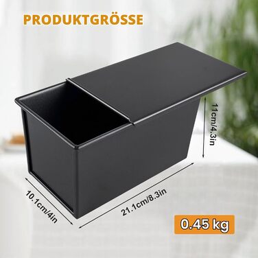 Форма для выпечки хлеба прямоугольная 21 x 11 x 10 см с крышкой, черная BORDEAG