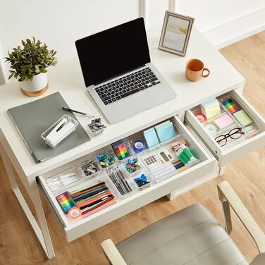 Органайзер для шухляд Lifewit 25 предметів з 4 розмірами, система органайзерів туалетного столика, прозорий пластиковий ящик для макіяжу/ванної кімнати/ящиків, підноси для столу для кухонь, ювелірних виробів, спальні, офісу