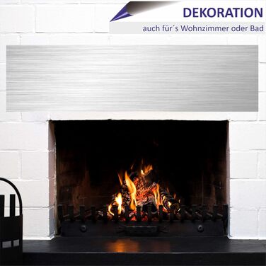 Кухонний фартух INDIGOS UG для плиткового фартуха - - - Бризкозахисна алюмінієва композитна панель, термостійка - Сучасний кухонний фартух, що протирається - Плита та духовка - Облицювання стін (під нержавіючу сталь, 80x65 см)