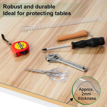 Захисна плівка для столу WOLTU 1 мм ПВХ, кришталево прозора скатертина з високим блиском, прозора, водонепроникна, захисна плівка для столу, що миється, прямокутна 90x180 см (120 x 80 см (прямокутна), ПВХ, 2 мм)