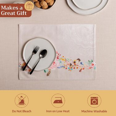 Бавовняні килимки, набір з 4 шт. , декоративні килимки, пасхальні килимки, що миються, для свят, вечерь, весни, літа (33 см x 48 см) (024 - Ібіца - бежевий), 39Hermine, 100