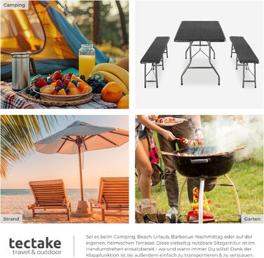 Комплект садовой мебели из 3 предметов черный tectake