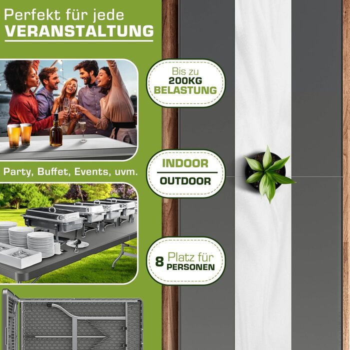 Складной стол 180x75 см tillvex