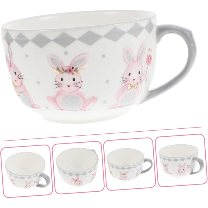 Керамічна тарілка для супу з візерунком кролика на Великдень NAMOARLY