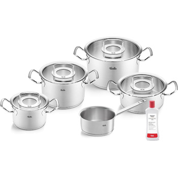 Набір посуду Fissler Original-Profi Collection/з нержавіючої сталі, 5 предметів, зі скляною кришкою безкоштовний догляд за нержавіючою сталлю - для індукції, сріблястий