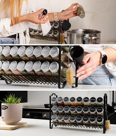 Підставка для спецій трирівнева з 24 баночками, чорна Deco haus