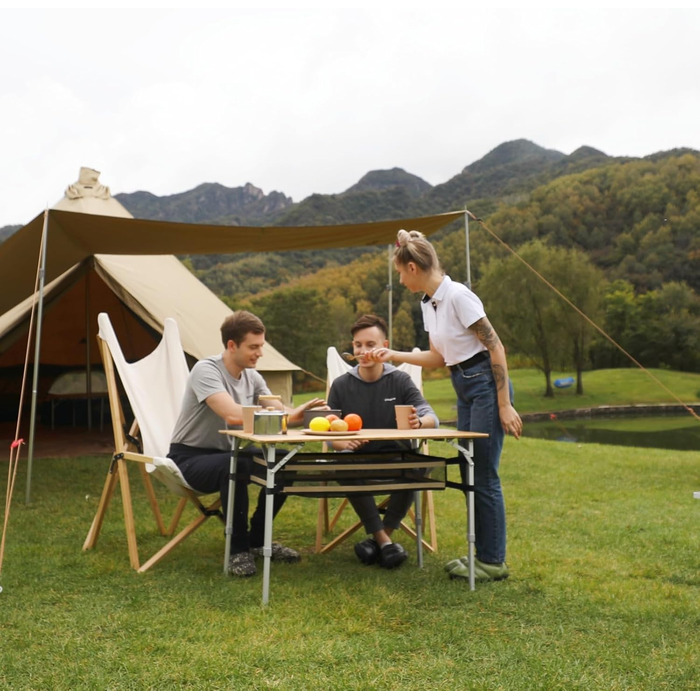 Складний бамбуковий стіл для кемпінгу 100 x 65 см KingCamp