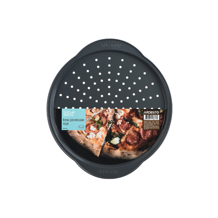 ARDESTO Форма для выпечки пиццы Tasty baking, 37х33х1.8см, углеродистая сталь, серо-голубой