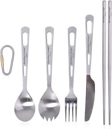 Безмежна подорож Титановий посуд Кемпінговий ніж і виделка Ложка Домашнє використання Набір столових приборів для подорожей для кемпінгу (Ti1519BQ)