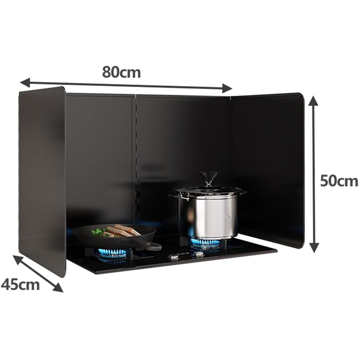 Складаний бризкозахисний екран для кухні, бризкозахисний екран для плити, легко миється, підтримує чистоту плити та кухонного фартуха (40 x 40 см) (45 x 80 x 50 см)