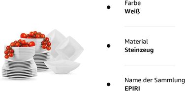Набір посуду konsimo 12 персон Набір тарілок EPIRI Modern 36 предметів Столовий сервіз - Сервіз та набори посуду - Комбінований сервіз 12 осіб - Сервіз для сім'ї - Посуд тарілки (білі, на 12 персон)