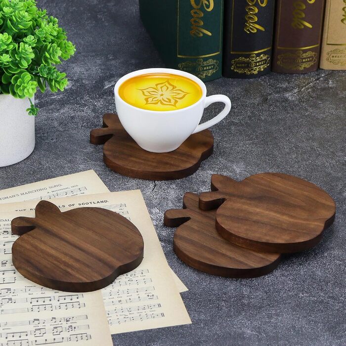 Набір підставок із натурального горіхового дерева 4 шт Generisch