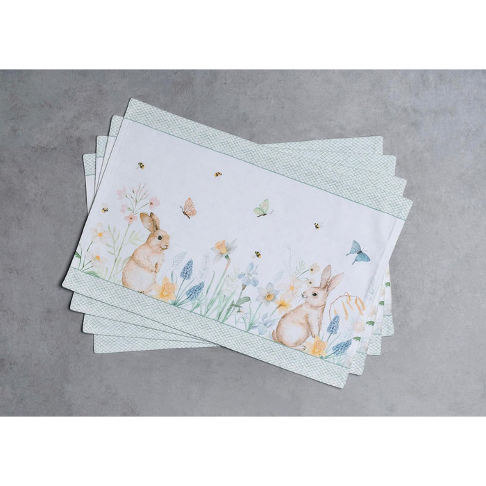 Серветки Maison d&39Hermine зі 100 бавовни, набір з 4 шт. , декоративні серветки, пасхальні серветки, що можна прати, для свят, вечерь, весни, літа (33 см x 48 см) (010 - Великодня роса)