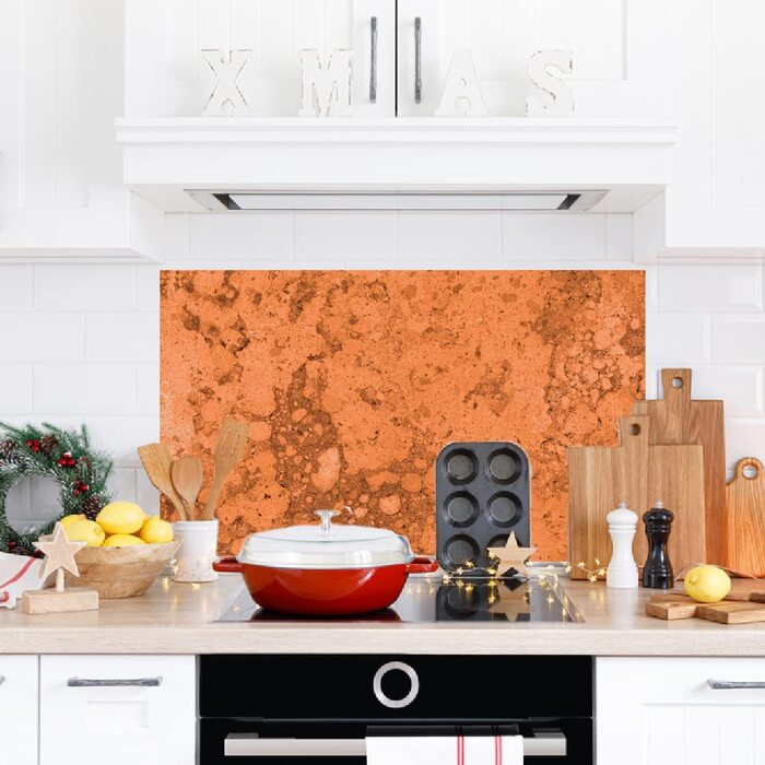 Дизайнерський кухонний фартух з алюмінієвого композиту, кухонний фартух, товщина 3 мм, 60x100 см, (натуральний камінь кольору іржі)