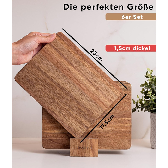 Набір з 6 дерев’яних сніданкових дощечок із акації Deco haus
