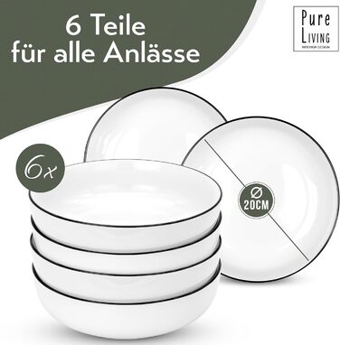 Набір посуду 6 персон Scandi Style - Premium Porcelain White 18 предметів - Набір посуду для посудомийної машини та мікрохвильової печі - Столовий сервіз, Набір мисок та тарілок - Стильний посуд, Столовий посуд (глибокі тарілки (6x))