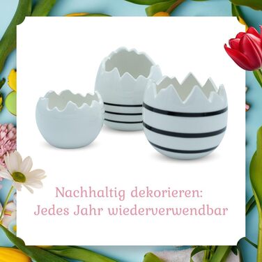 Набір декоративних елементів Heitmann керамічні великодні прикраси під порцеляну, для встановлення, білі, приблизно 12,5 x 10,5 x 8 см (яєчна шкаралупа)